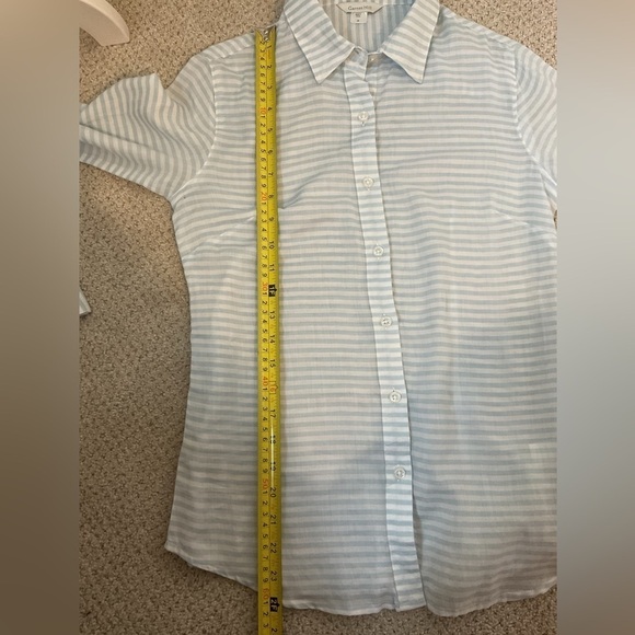 Garnet Hill Striped Button Down Top Blue White Size 2 - Picture 9 of 10